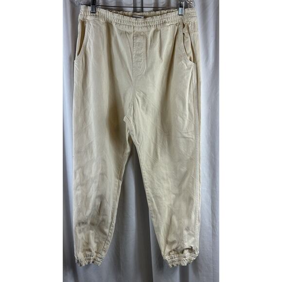 ZARA Denim Cross Stitch Baggy Joggers, Ivory, Sz: XL, 69-12 - Picture 12 of 15